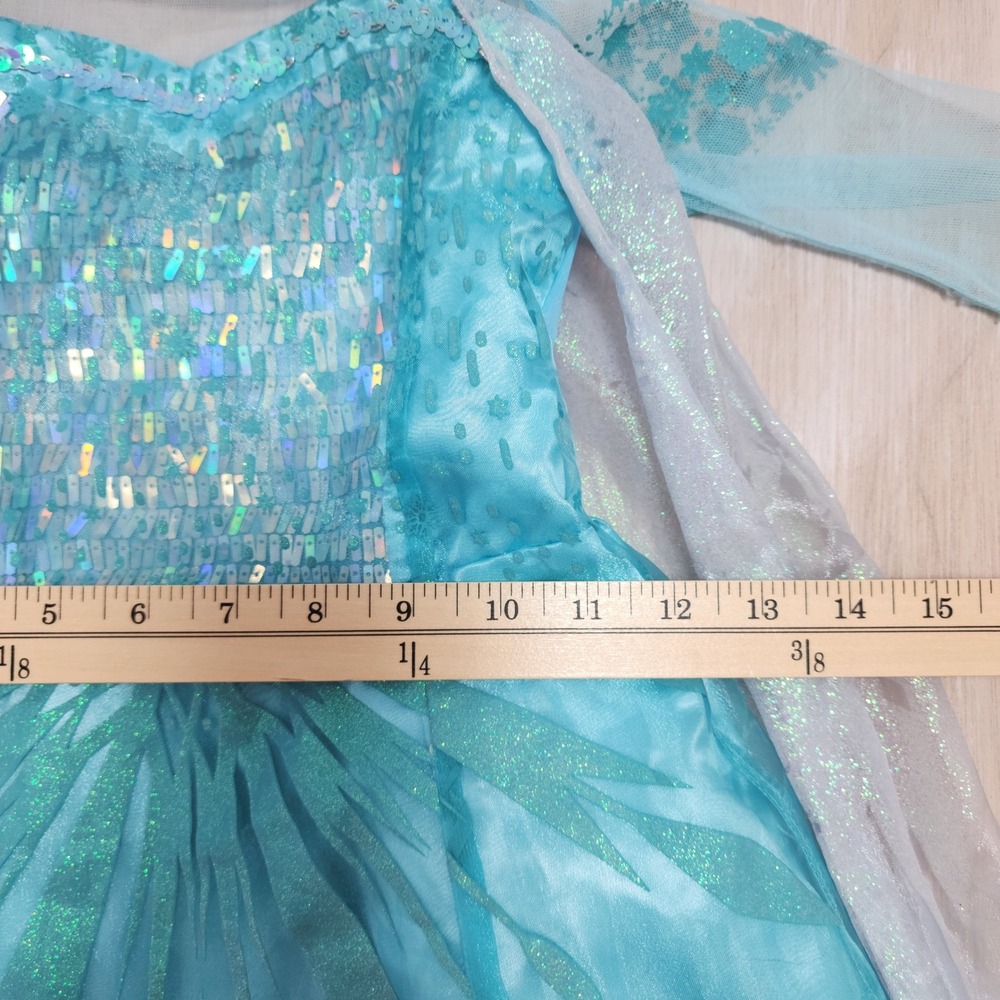 Disney Elsa Frozen Blue Sequin Glitter Costume Dress Girls Size 5/6 Princess - Picture 6 of 6